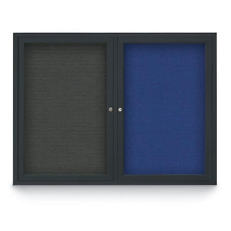 United Visual Products Decor Wood Combo Board, 36"x24", Light Oak/Black Porcelain & Medium Grey UV702DEFAB-LTOAK-BLKPORC-MEDGRY